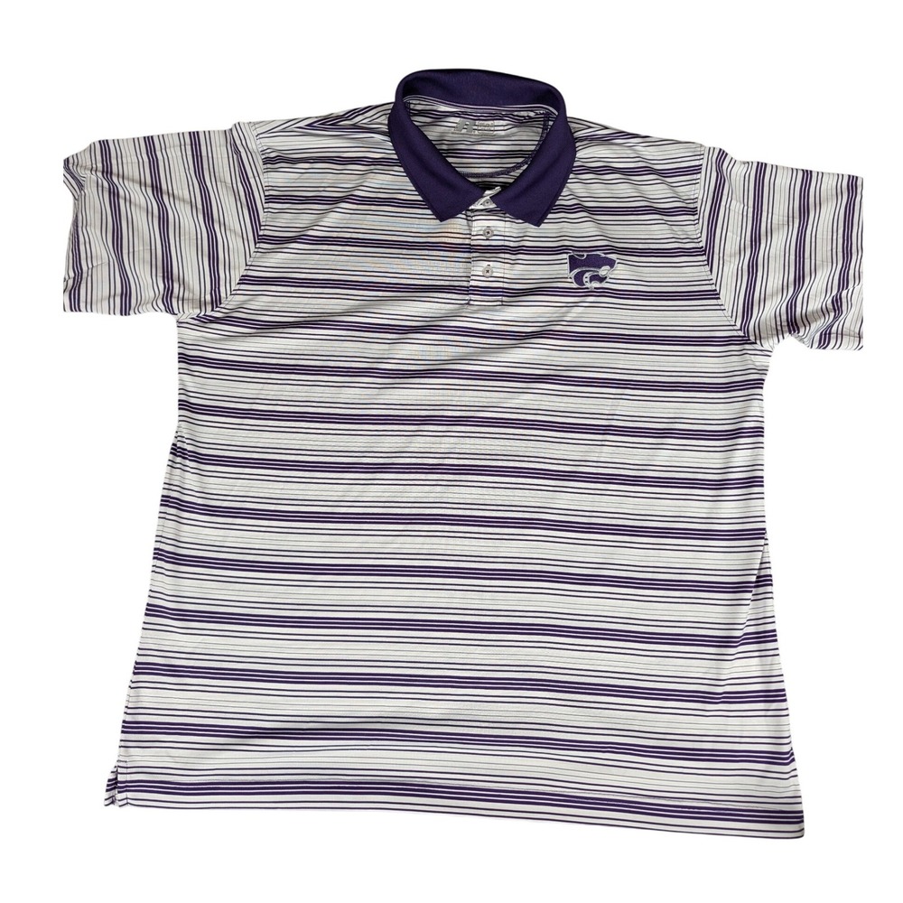 Kansas State Wildcats NCAA Russell Athletic Striped Polo Shirt Mens